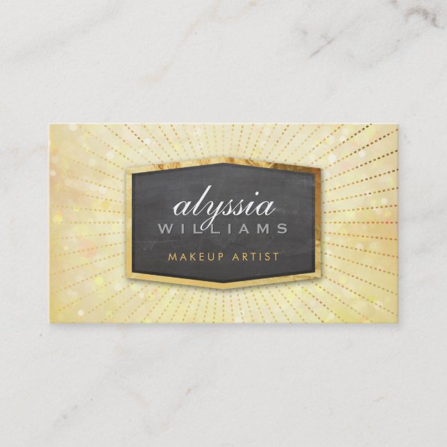 GOLD LOGO art deco elegant pretty yellow bokeh Business Card (Front)