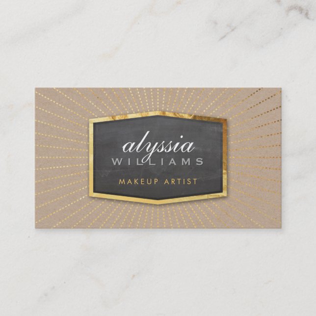 GOLD LOGO art deco elegant sunburst smart kraft Business Card (Front)