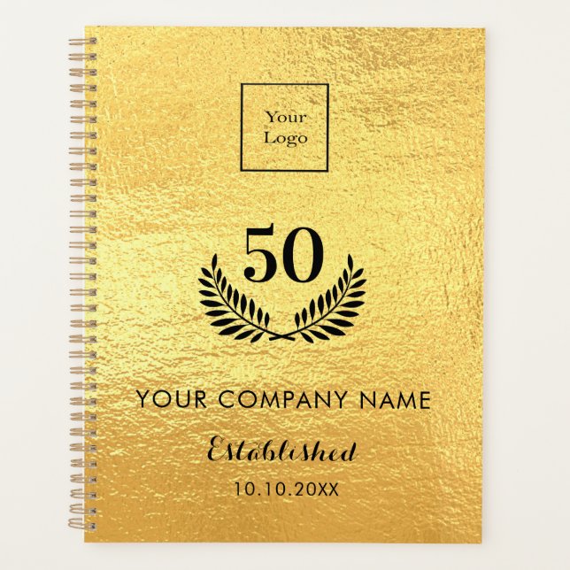 Gold logo business years of service qr code  planner (Front)