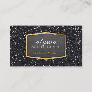GOLD LOGO classy elegant glitter sparkle black Business Card