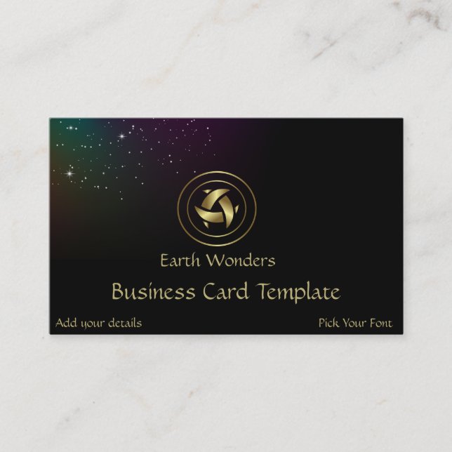 Gold Logo Crop Circles - Crescent Moons Business Card (Front)