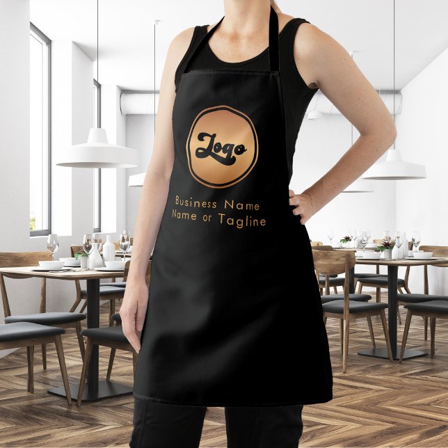 Gold Logo & Custom Text Business Company Branded  Apron (Creator Uploaded)