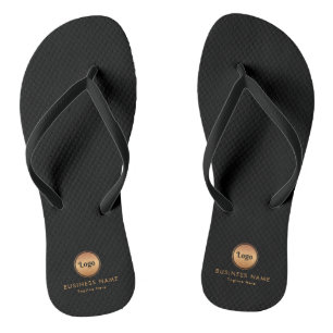 Gold Logo & Custom Text Business Company Branded Jandals