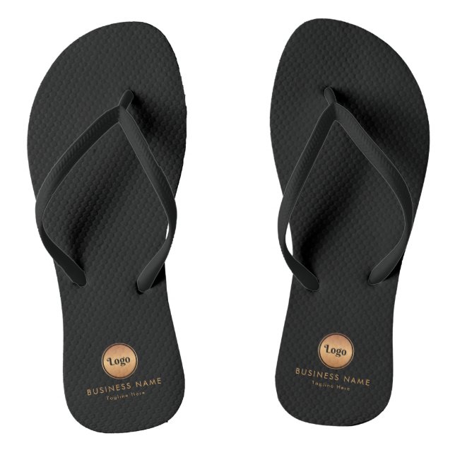 Gold Logo & Custom Text Business Company Branded   Jandals (Footbed)
