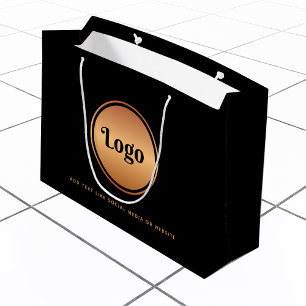 Gold Logo & Custom Text Business Company Branded Large Gift Bag
