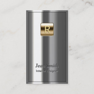 Gold Logo Metallic Interiors Business Card