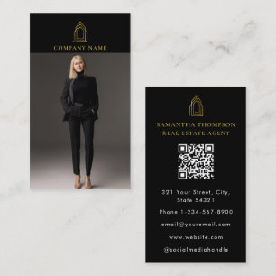 Gold Logo Professional Photo Real Estate Agent Business Card
