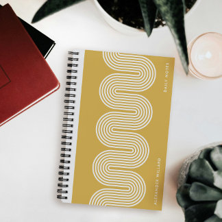 Gold Lombard Wavy Lines Modern Custom Notebook