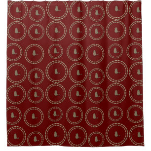 Gold Look Birds Pattern Dark Red Burgundy Shower Curtain