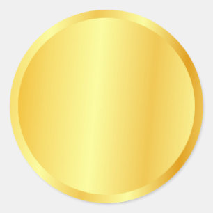 Gold Look Blank Stylish Template Custom Logo, Text Classic Round Sticker