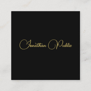 Gold Look Calligraphed Script Name Simple Template Square Business Card