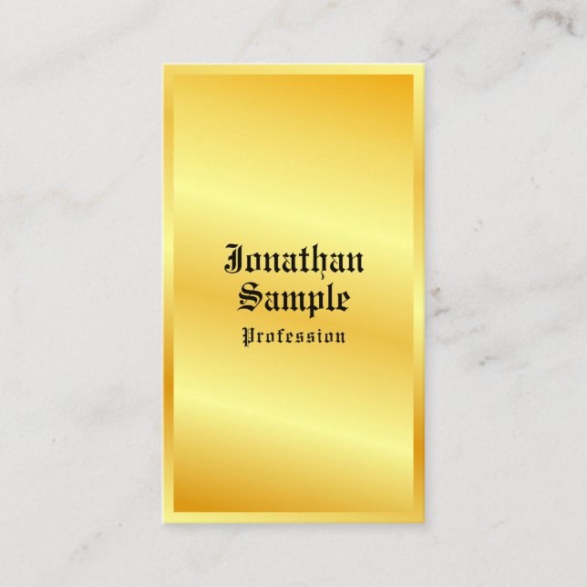 Gold Look Classic Old Style Text Elegant Template Business Card (Front)