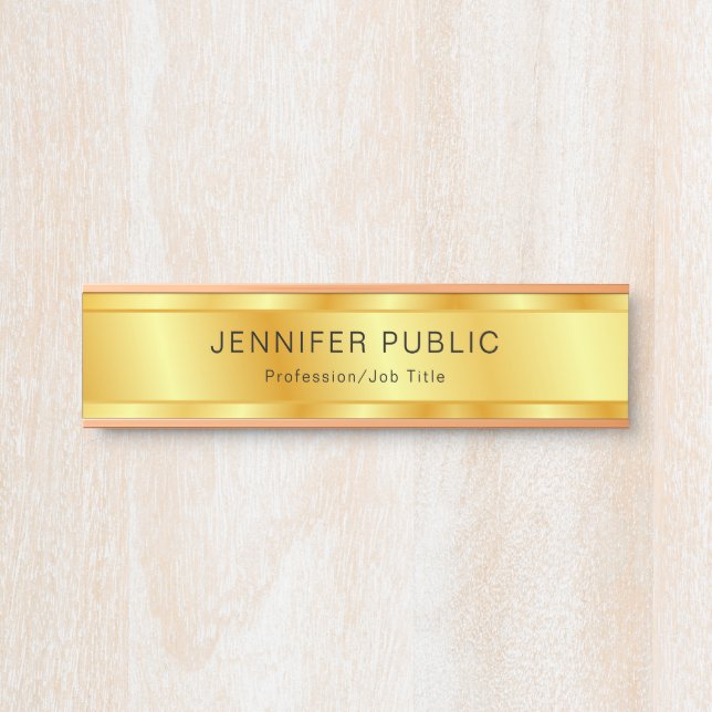 Gold Look Elegant Modern Personalised Template Door Sign (Front)