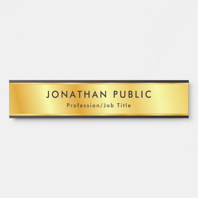 Gold Look Elegant Modern Personalised Template Door Sign (Front)