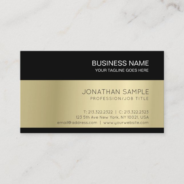 Gold Look Elegant Modern Premium Silk Finish Luxe Business Card (Front)