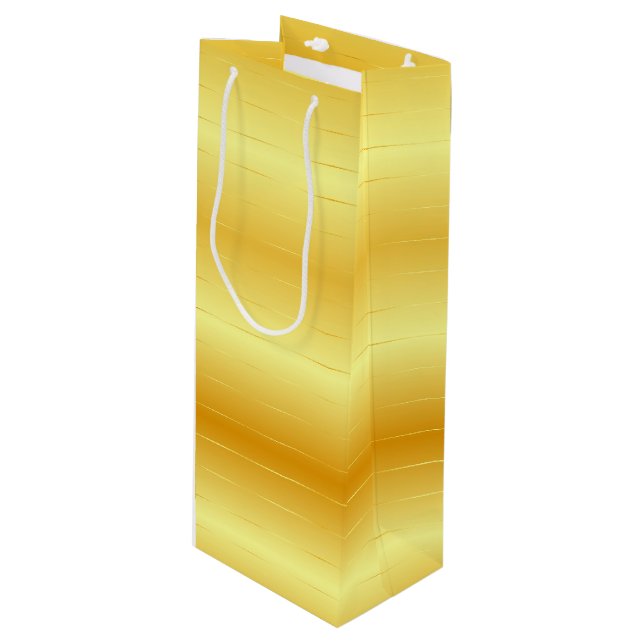 Gold Look Elegant Modern Trendy Template Golden Wine Gift Bag (Front Angled)