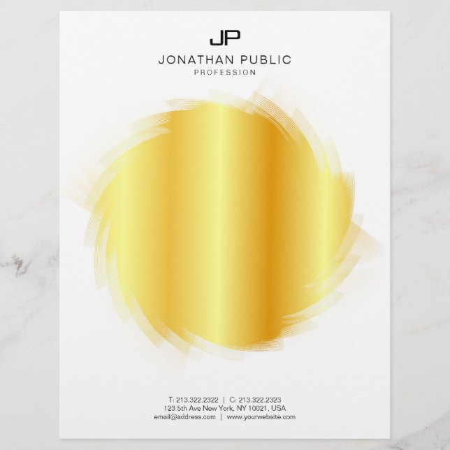 Gold Look Elegant Monogram Glamour Template Custom Letterhead (Front)