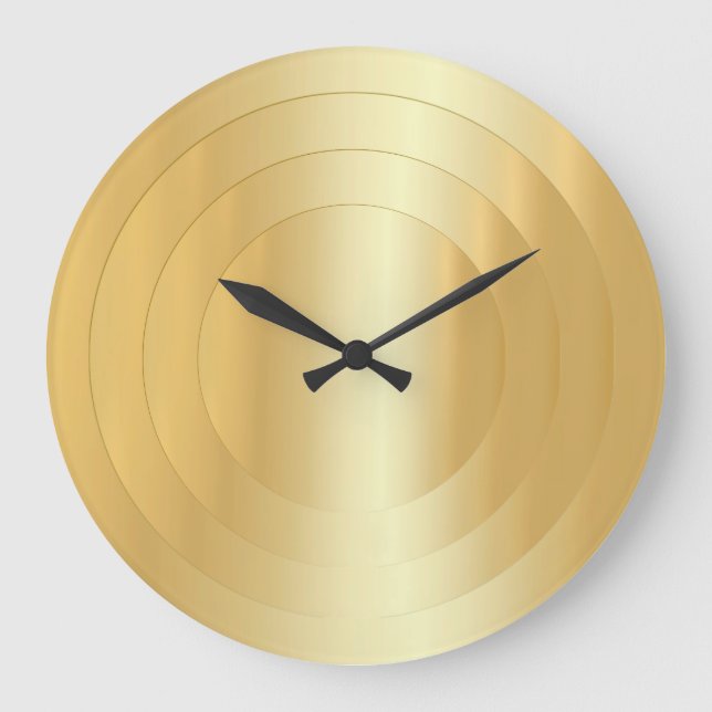 Gold Look Glamourous Elegant Trendy Template Large Large Clock (Front)