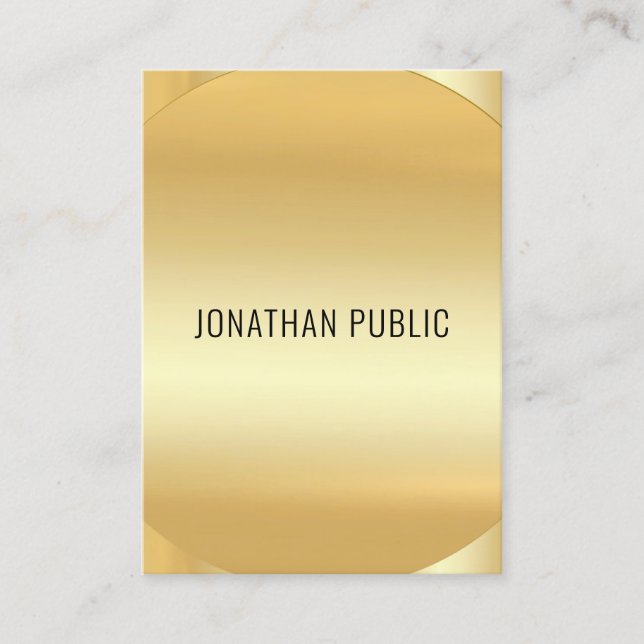 Gold Look Modern Elegant Luxury Template Custom Business Card (Front)