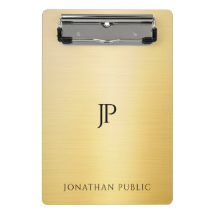 Gold Look Modern Elegant Monogram Minimalistic Mini Clipboard