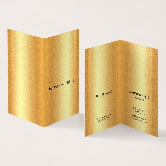 Gold Look Modern Simple Design Elegant Template Business Card (Inside and Outside)