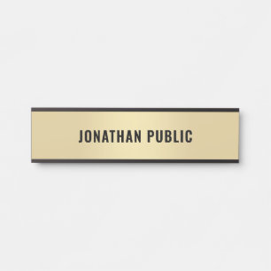 Gold Look Modern Simple Design Personalised Door Sign