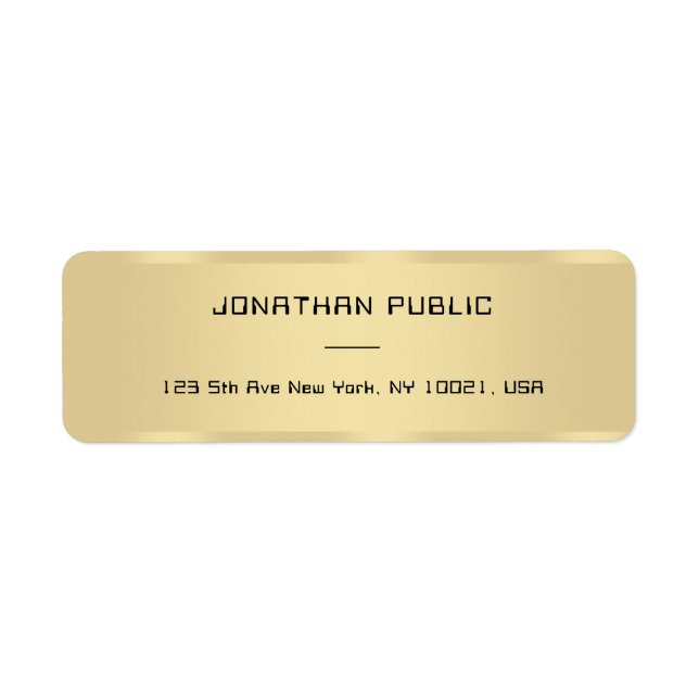 Gold Look Modern Simple Template Return Address (Front)