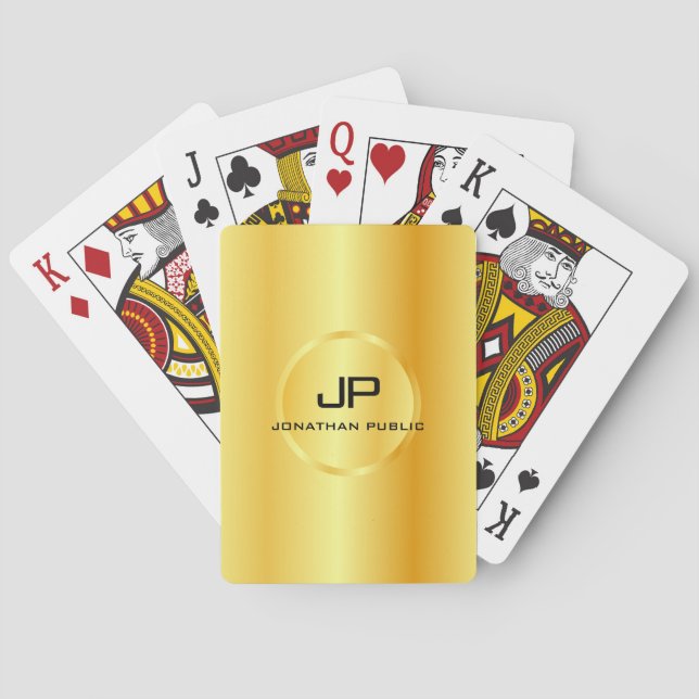 Gold Look Monogram Custom Template Elegant Playing Cards (Back)