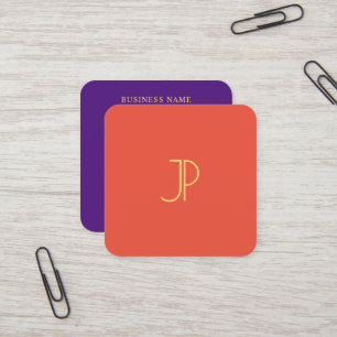 Gold Look Monogram Trend Colours Modern Template Square Business Card