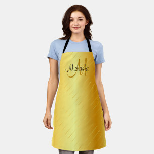 Gold Look Monogram Trendy Elegant Template Apron