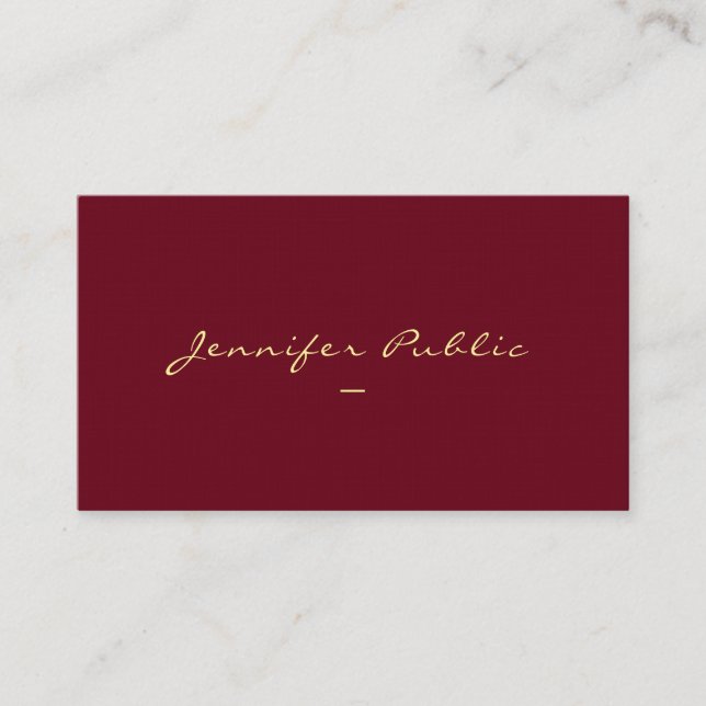 Gold Look Script Template Luxury Premium Linen Business Card (Front)