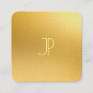 Gold Look Template Elegant Monogrammed Luxurious Square Business Card