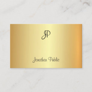 Gold Look Template Monogram Handwritten Modern Business Card