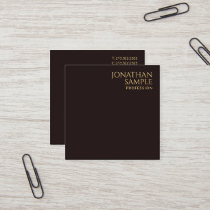 Gold Look Text Modern Elegant Black Velvet Square Business Card