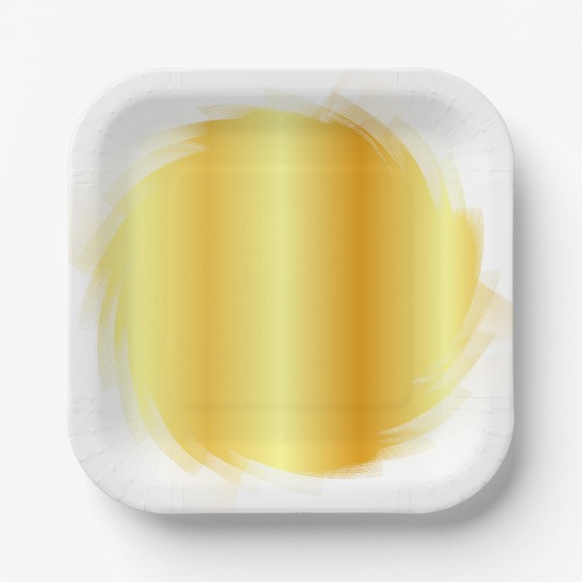 Gold Look Trendy Elegant Glamourous Template Paper Plate (Front)