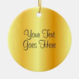 Gold Look Trendy Handwritten Script Template Ceramic Tree Decoration