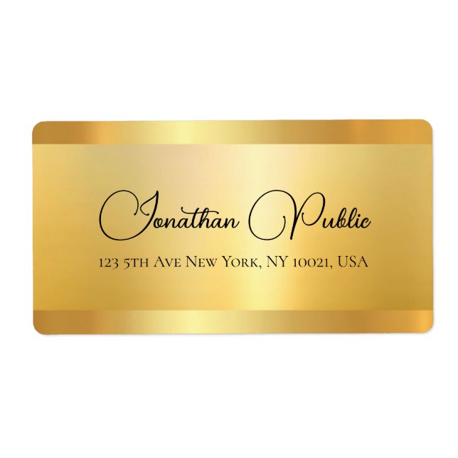 Gold Look Typography Hand Script Shipping Address (Front)