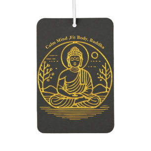 Gold Looking Buddha Seated in Serene Meditation Car Air Freshener