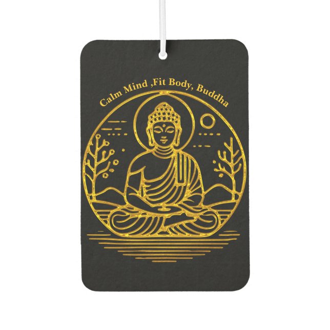 Gold Looking Buddha Seated in Serene Meditation Car Air Freshener (Front)