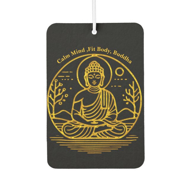 Gold Looking Buddha Seated in Serene Meditation Car Air Freshener (Front)