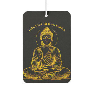 Gold Looking Buddha Statue Radiating Tranquillity Car Air Freshener