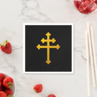 Gold Lorraine Cross on Black / Christian