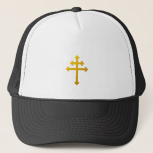 Gold Lorraine Cross on Black / Christian Trucker Hat