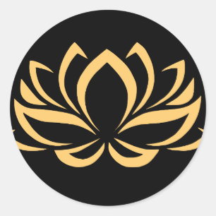 Gold Lotus Classic Round Sticker