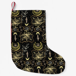 Gold Lotus: Crescent Vintage Elegance. Small Christmas Stocking