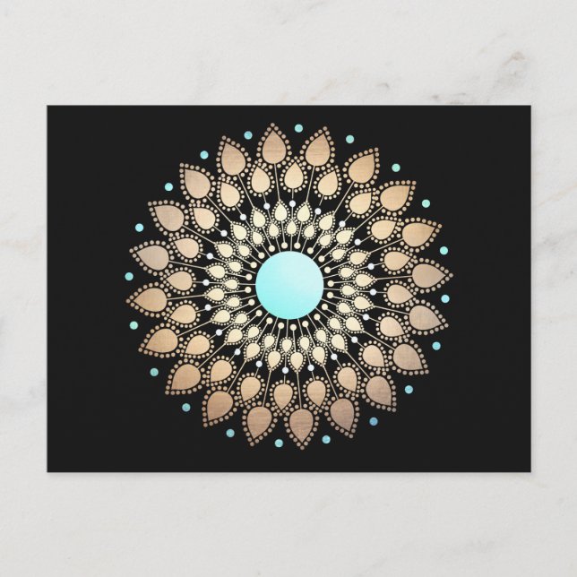 Gold Lotus Floral Mandala Postcard (Front)