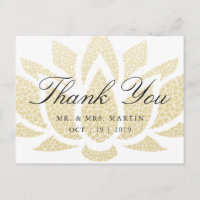 Gold Lotus Flower Custom Wedding Thank You