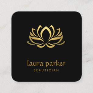 Gold Lotus Flower Logo Healing Yoga Holistic Square Business Card