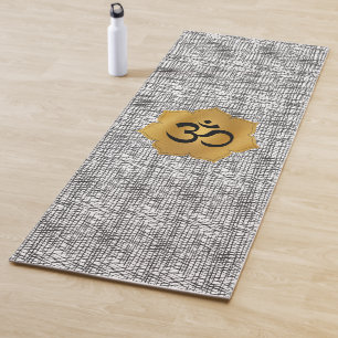 Gold Lotus Flower with Ohm Symbol Yoga Mat