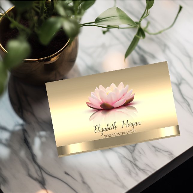 Gold Lotus Flower Yoga Instructor Business Card (Creator Uploaded)